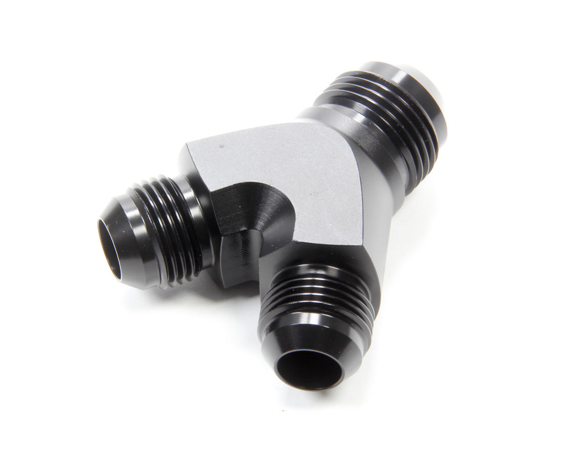 Vibrant Performance Fitting - Y Block - 12 AN Male Inlet - Dual 10 AN Male Outlets - Aluminum - Black Anodized - Each