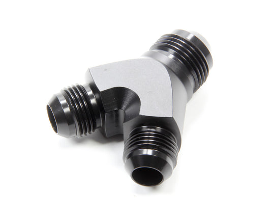 Vibrant Performance Fitting - Y Block - 12 AN Male Inlet - Dual 10 AN Male Outlets - Aluminum - Black Anodized - Each