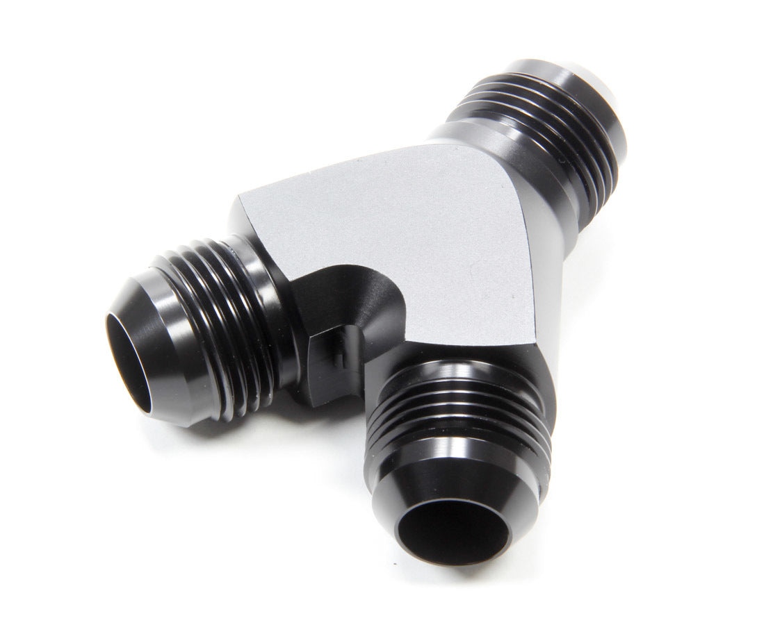 Vibrant Performance Fitting - Y Block - 12 AN Male Inlet - Dual 12 AN Male Outlets - Aluminum - Black Anodized - Each