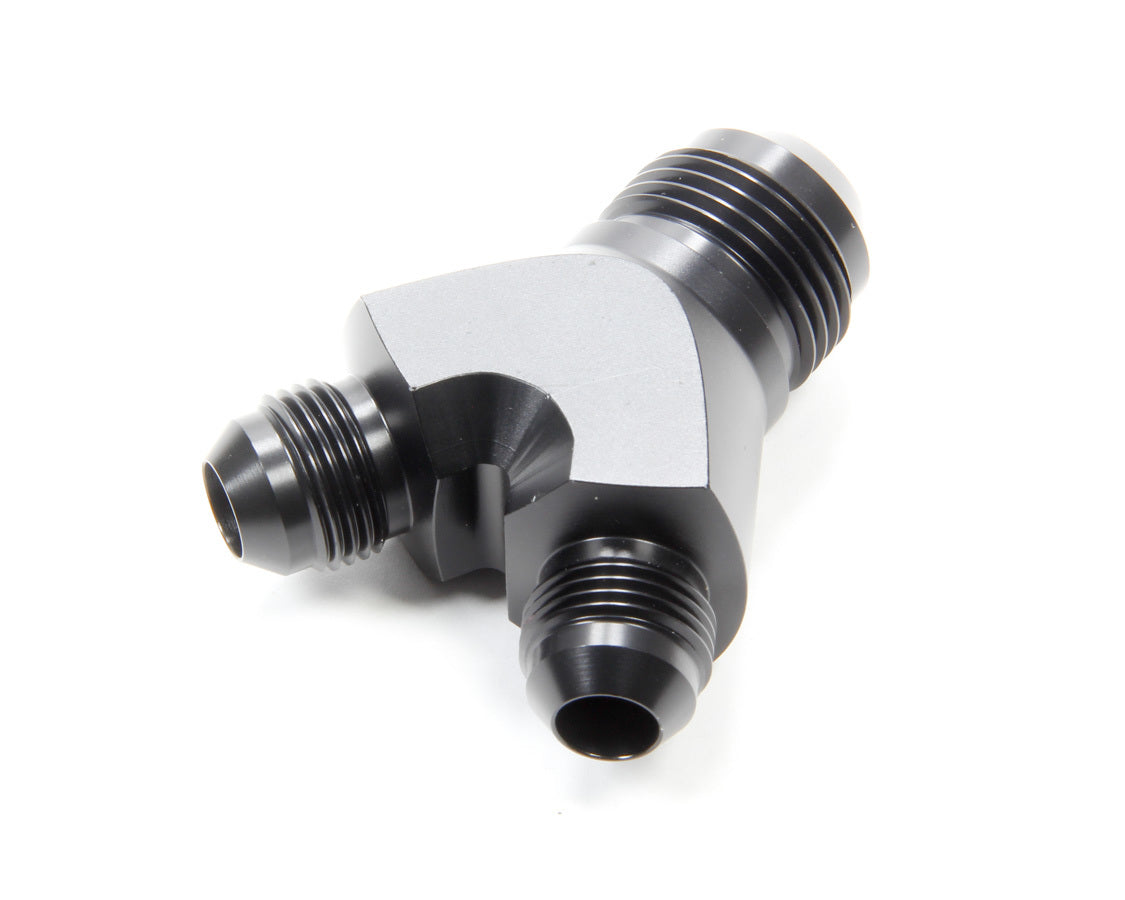 Vibrant Performance Fitting - Y Block - 12 AN Male Inlet - Dual 8 AN Male Outlets - Aluminum - Black Anodized - Each