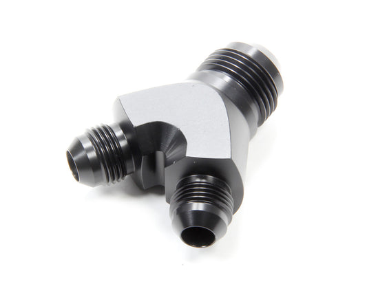 Vibrant Performance Fitting - Y Block - 12 AN Male Inlet - Dual 8 AN Male Outlets - Aluminum - Black Anodized - Each