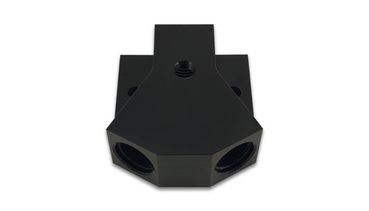Vibrant Performance Fitting - Y Block - 10 AN Female Inlet - Dual 8 AN Female Outlets - 1/8 in NPT Female Port -