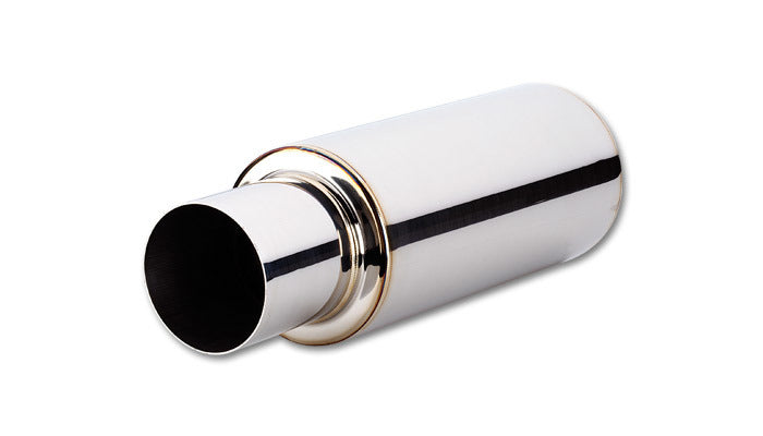 Vibrant Performance Muffler - TVP Turbo - 4 in Center Inlet - 4 in Center Outlet - 14 x 6.25 in Round Body - 21.25 in