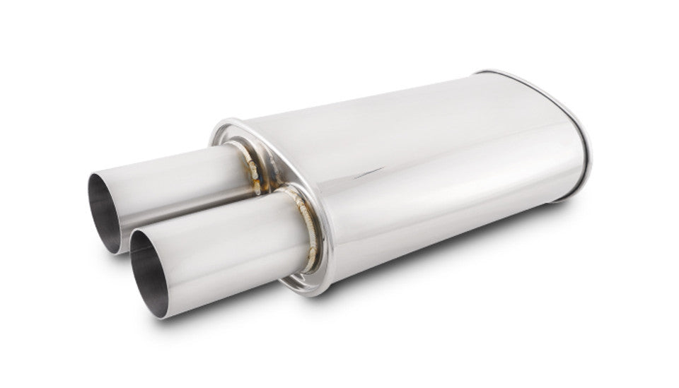 Vibrant Performance Muffler - Streetpower - 3 in Center Inlet - Dual 3 in Outlets - 15 x 5 x 9 in Oval Body - 23 in