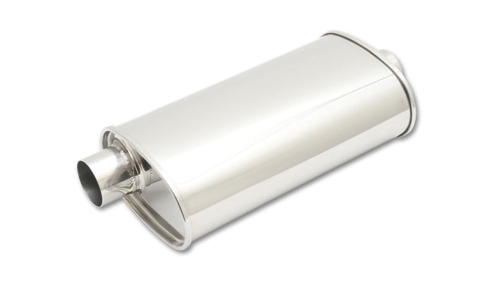 Vibrant Performance Muffler - Street Power - 2.25 in Offset Inlet - 2.25 in Center Outlet - 15 x 5 x 9 in Oval Body -