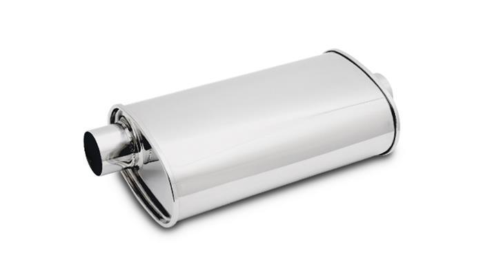 Vibrant Performance Muffler - Streetpower - 3 in Offset Inlet - 3 in Center Outlet - 15 x 5 x 9 in Oval Body - 20 in