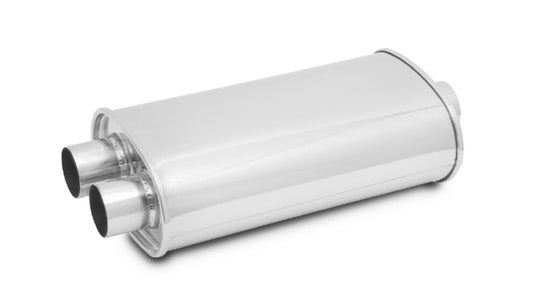 Vibrant Performance Muffler - Streetpower - 2.5 in Center Inlet - Dual 2.25 in Outlets - 15 x 5 x 9 in Oval Body - 20