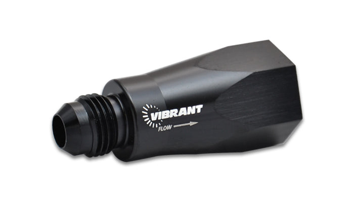 Vibrant Performance Check Valve - 8 AN Male Inlet - 8 AN Female O-Ring Outlet - Aluminum - Black Anodized - Each