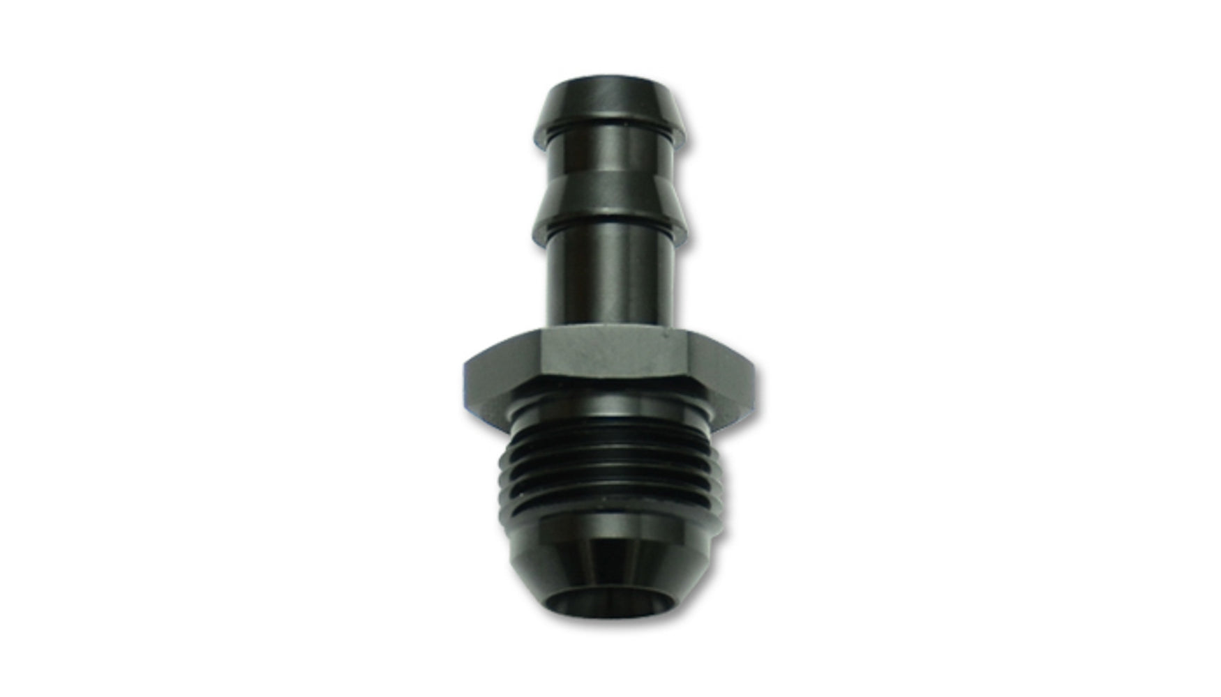 Vibrant Performance Fitting - Adapter - Straight - 8 AN Male to 3/8 in Hose Barb - Aluminum - Black Anodized - Each