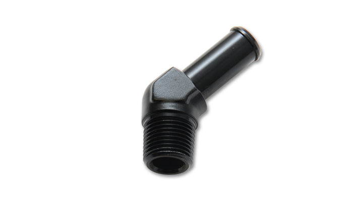 Vibrant Performance Fitting - Adapter - 45 Degree - 1/2 in NPT Male to 5/8 in Hose Barb - Aluminum - Black Anodized -