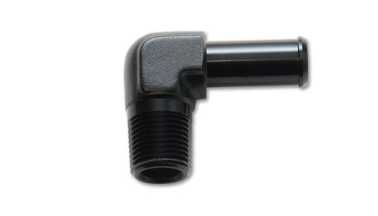 Vibrant Performance Fitting - Adapter - 90 Degree - 1/8 in NPT Male to 1/4 in Hose Barb - Aluminum - Black Anodized -