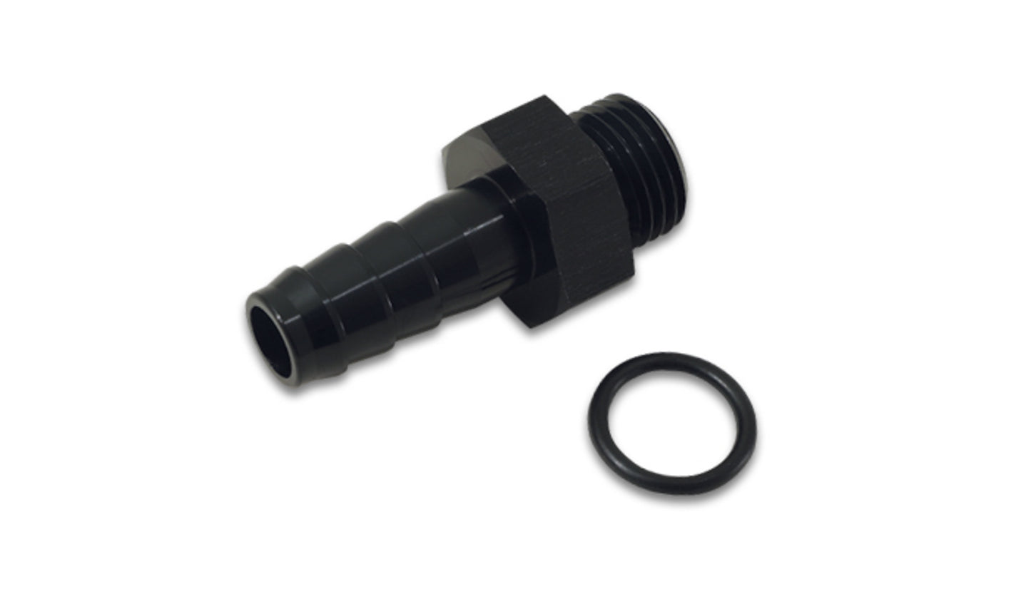 Vibrant Performance Fitting - Adapter - Straight - 8 AN Male O-Ring to 1/2 in Hose Barb - Aluminum - Black Anodized -
