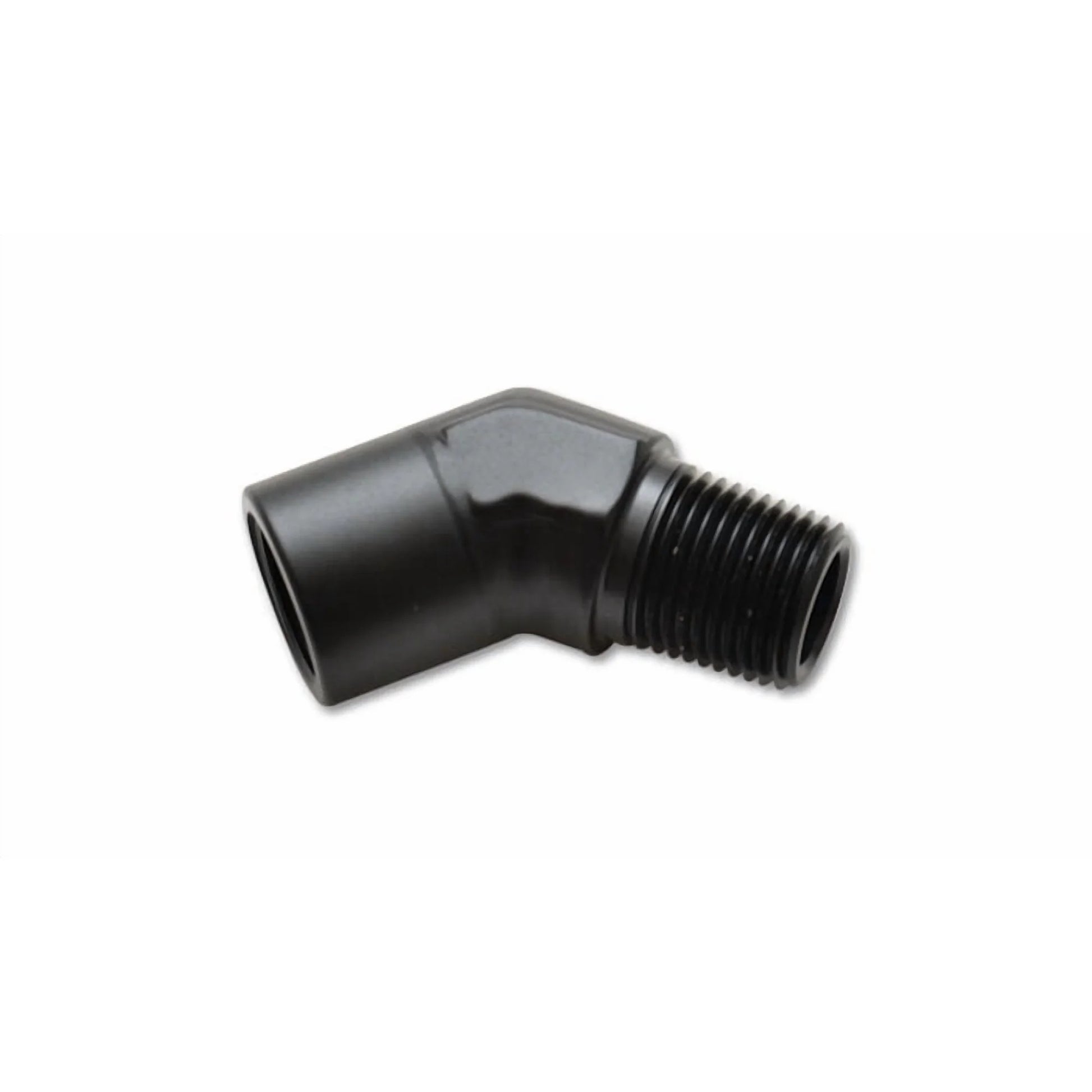 Vibrant Performance Fitting - Adapter - 45 Degree - 1/8 in NPT Female to 1/8 in NPT Male - Aluminum - Black Anodized -