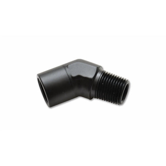 Vibrant Performance Fitting - Adapter - 45 Degree - 1/8 in NPT Female to 1/8 in NPT Male - Aluminum - Black Anodized -