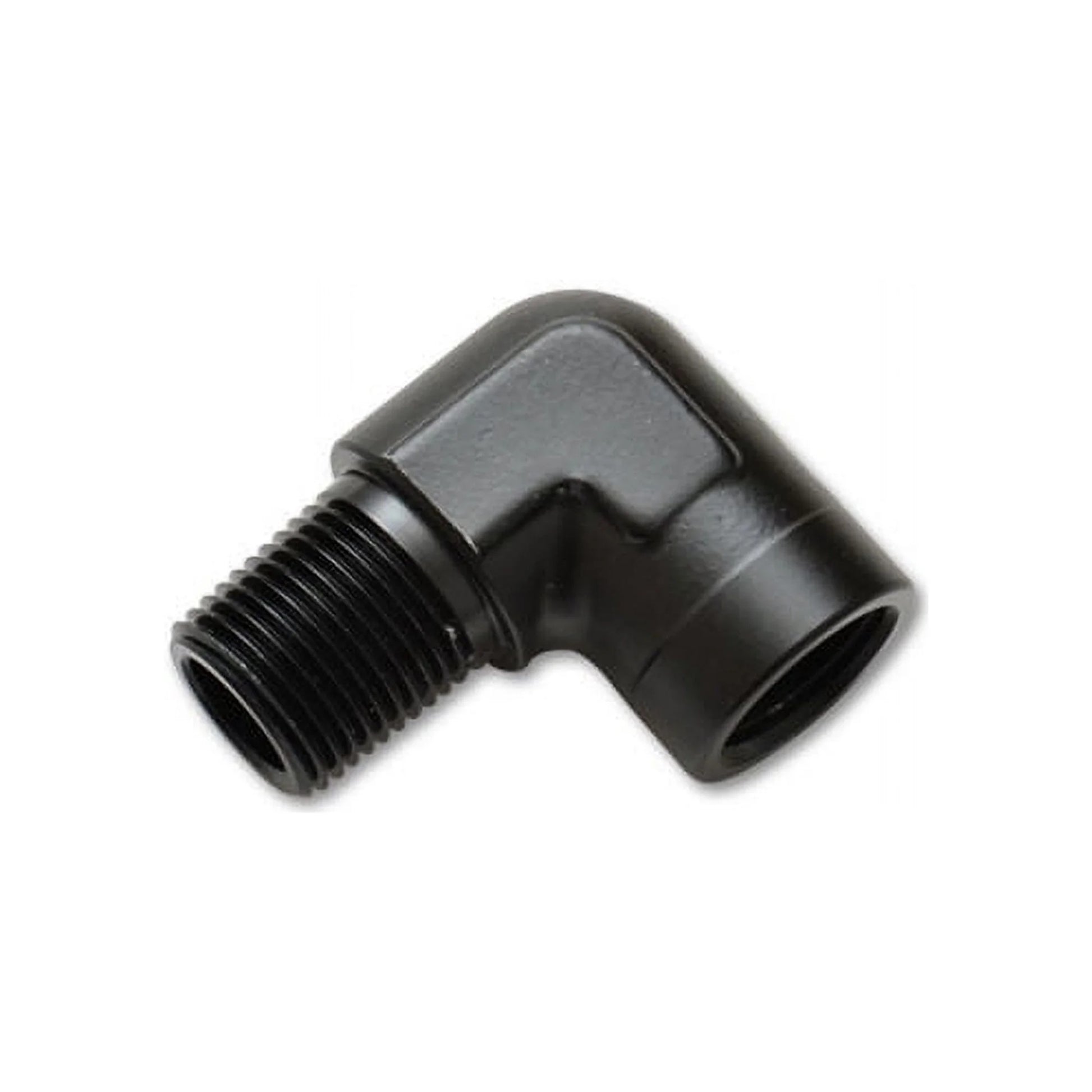 Vibrant Performance Fitting - Adapter - 90 Degree - 1/8 in NPT Female to 1/8 in NPT Male - Aluminum - Black Anodized -