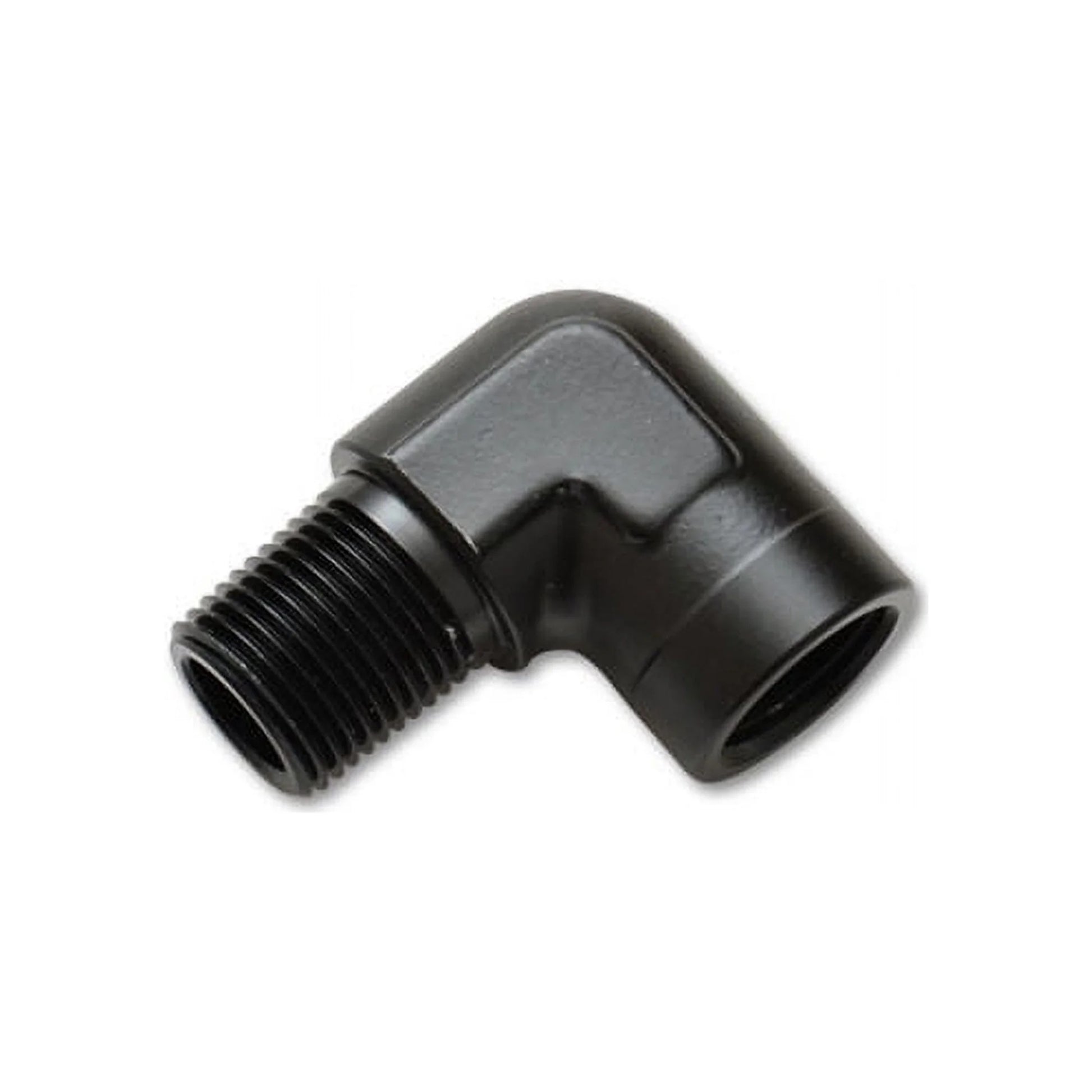 Vibrant Performance Fitting - Adapter - 90 Degree - 1/4 in NPT Female to 1/4 in NPT Male - Aluminum - Black Anodized -