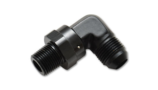 Vibrant Performance Fitting - Adapter - 90 Degree - 3 AN Male to 1/8 in NPT Male Swivel - Aluminum - Black Anodized -