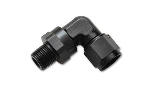 Vibrant Performance Fitting - Adapter - 90 Degree - 3 AN Female Swivel to 1/8 in NPT Male Swivel - Aluminum - Black