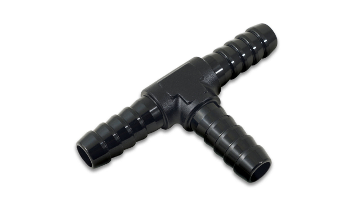 Vibrant Performance Fitting - Adapter Tee - 1/4 in Hose Barb x 1/4 in Hose Barb x 1/4 in Hose Barb - Aluminum - Black