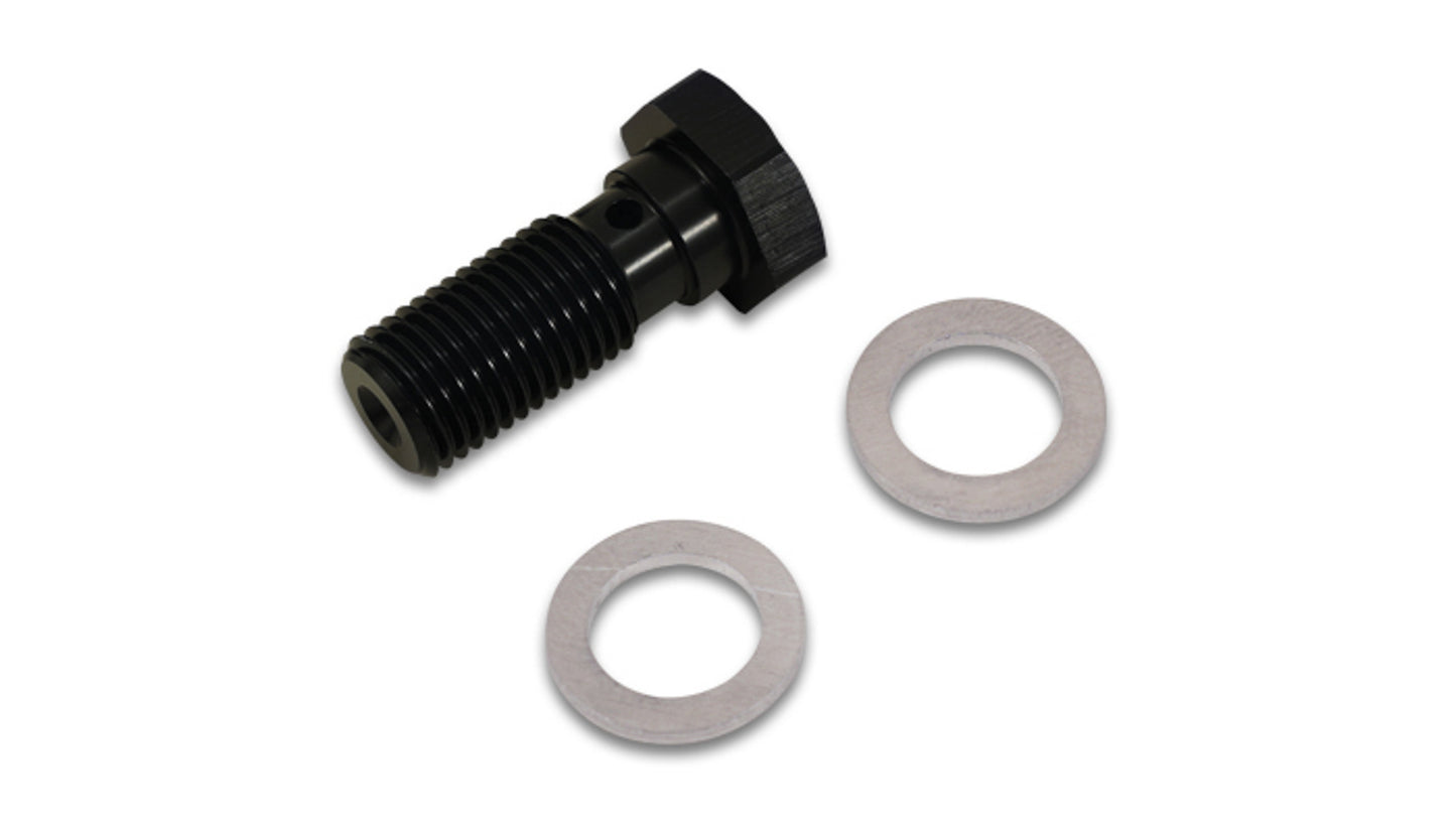 Vibrant Performance Banjo Bolt - Single Banjo - 3/8-24 in Thread - 23 mm Length - Washers Included - Aluminum - Black