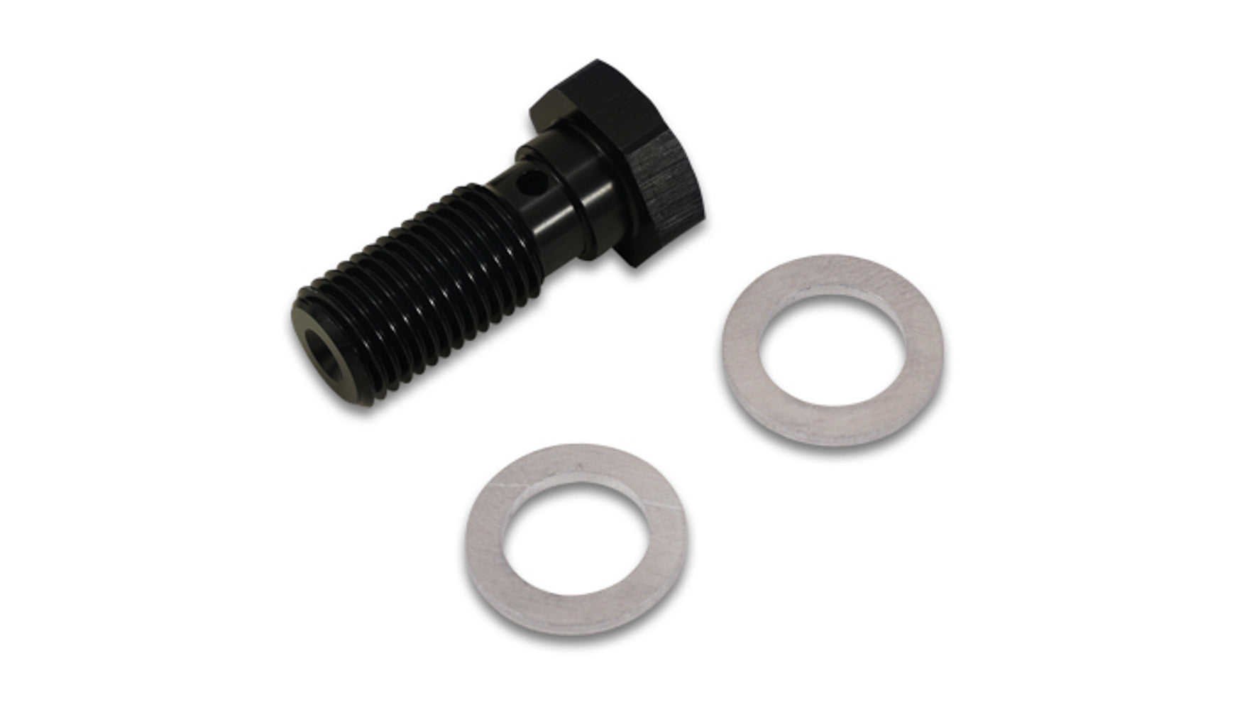 Vibrant Performance Banjo Bolt - Single Banjo - 5/8-20 in Thread - 24 mm Length - Washers Included - Aluminum - Black