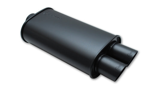 Vibrant Performance Muffler - Streetpower Flat Black - 2.5 in Center Inlet - Dual 3 in Outlets - 5 x 9 in Oval Body -