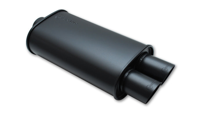 Vibrant Performance Muffler - Streetpower Flat Black - 3 in Center Inlet - Dual 3 in Outlets - 15 x 5 x 9 in Oval Body