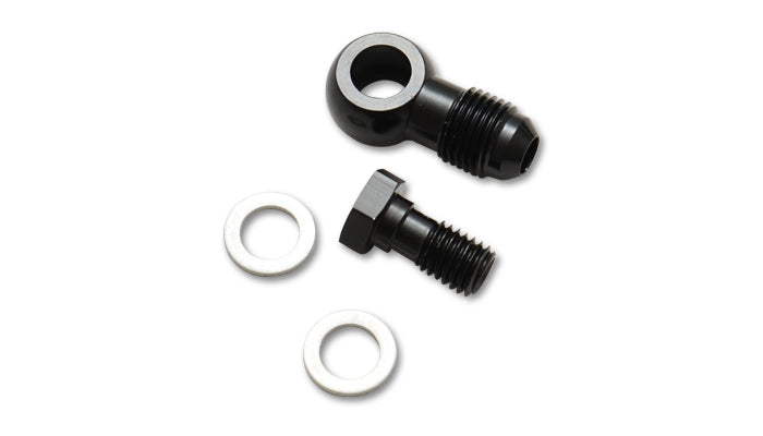 Vibrant Performance Fitting - Adapter Banjo - 10 mm x 1.00 Male to 4 AN Banjo - Crush Washer - Aluminum - Black