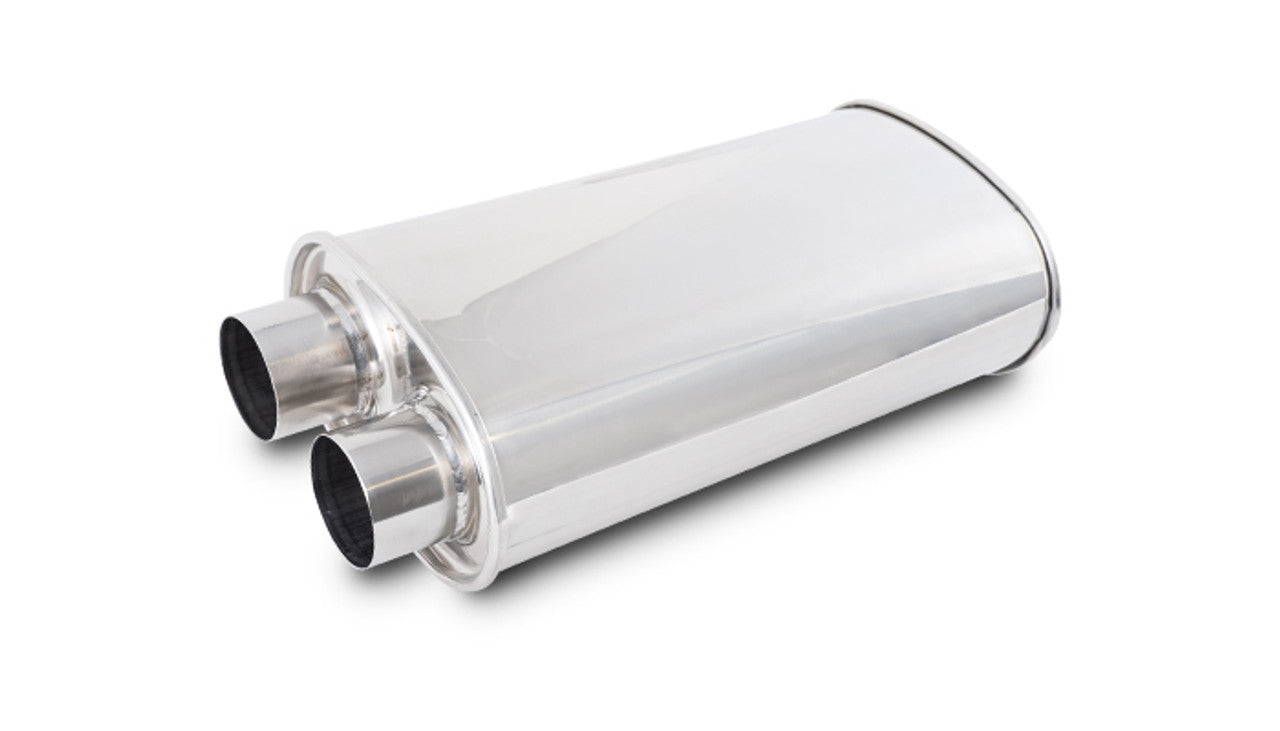 Vibrant Performance Muffler - Streetpower - 2-1/2 in Same Side Inlet - 2-1/2 in Same Side Outlet - 15 x 5 x 9 in Oval