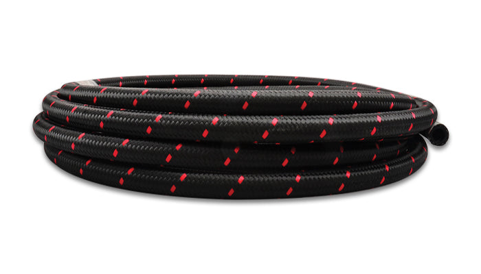 Vibrant Performance Hose - Nylon Braided Lightweight Flex Hose - 6 AN - 20 ft - Braided Nylon / Rubber - Black / Red -