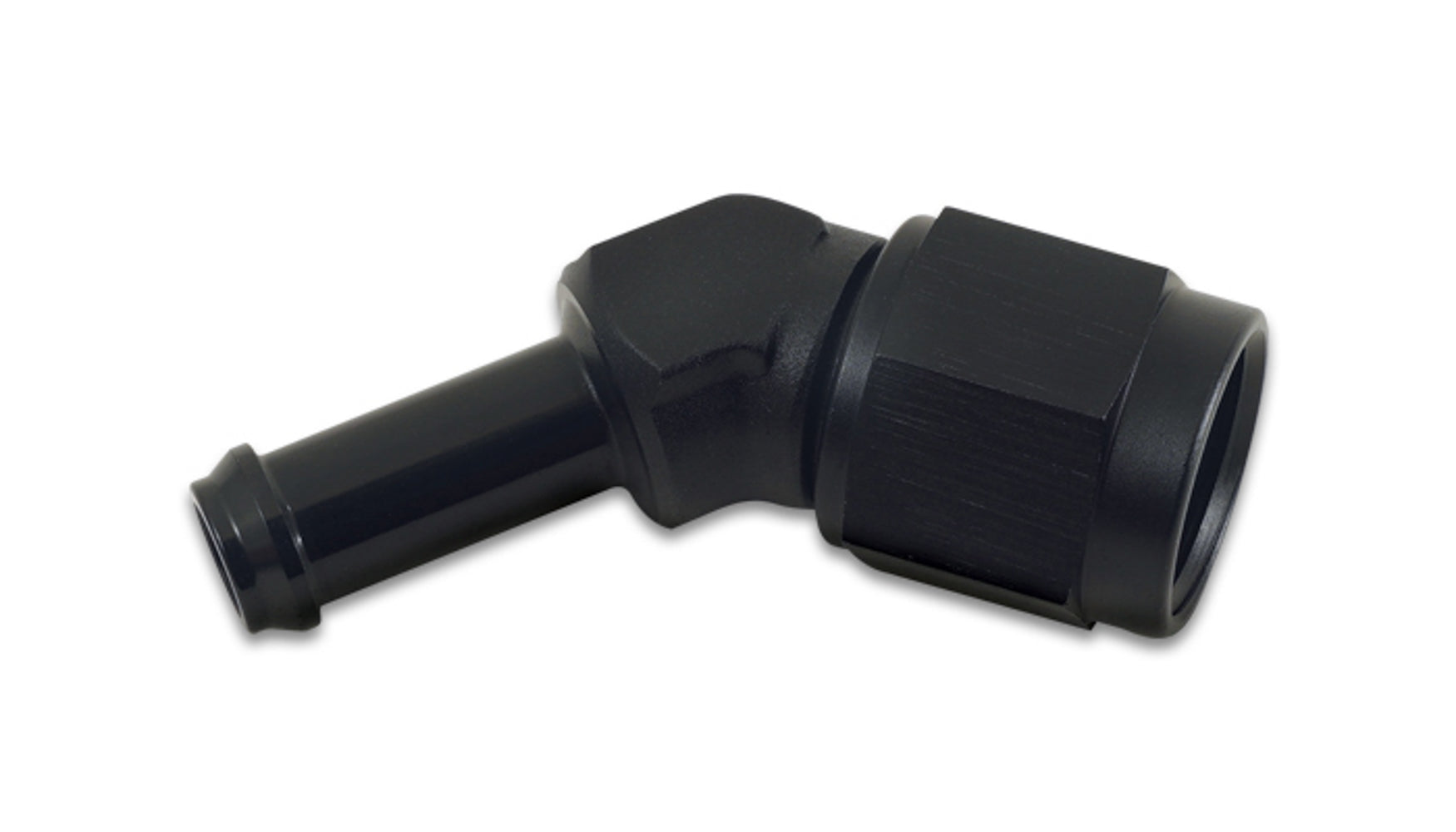 Vibrant Performance Fitting - Adapter - 45 Degree - 6 AN Female to 5/16 in Hose Barb - Aluminum - Black Anodized - Each