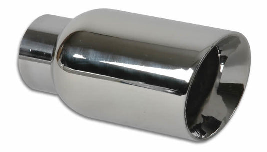 Vibrant Performance Exhaust Tip - Weld-On - 2.25 in Inlet - 4 in Round Outlet - 7.75 in Long - Double Wall - Beveled