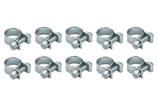 Vibrant Performance Hose Clamp - Mini - Band - Fuel Injector Style - 13-15 mm Hose - Hex - Steel - Zinc Oxide - Set of