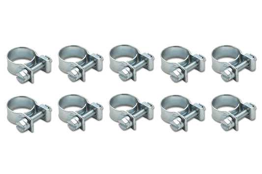Vibrant Performance Hose Clamp - Mini - Band - Fuel Injector Style - 15-17 mm Hose - Hex - Steel - Zinc Oxide - Set of
