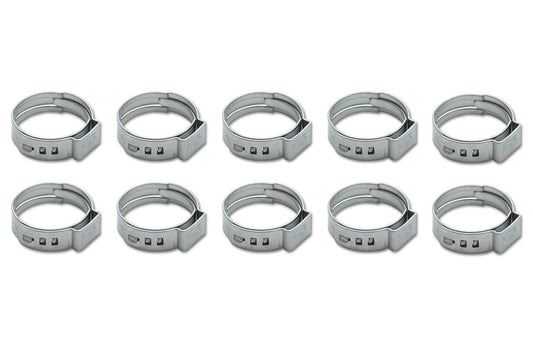 Vibrant Performance Hose Clamp - Crimp - 9.4-11.9 mm - Stainless - Natural - Set of 10