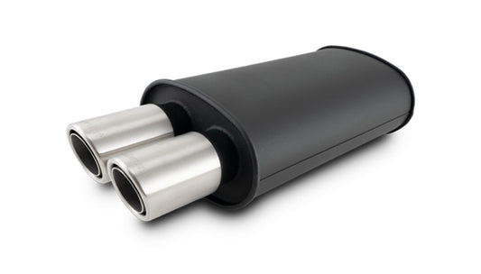 Vibrant Performance Muffler - Streetpower - 3 in Center Inlet - Dual 3 in Outlets - Stainless Brushed Tips - 15 x 9 x