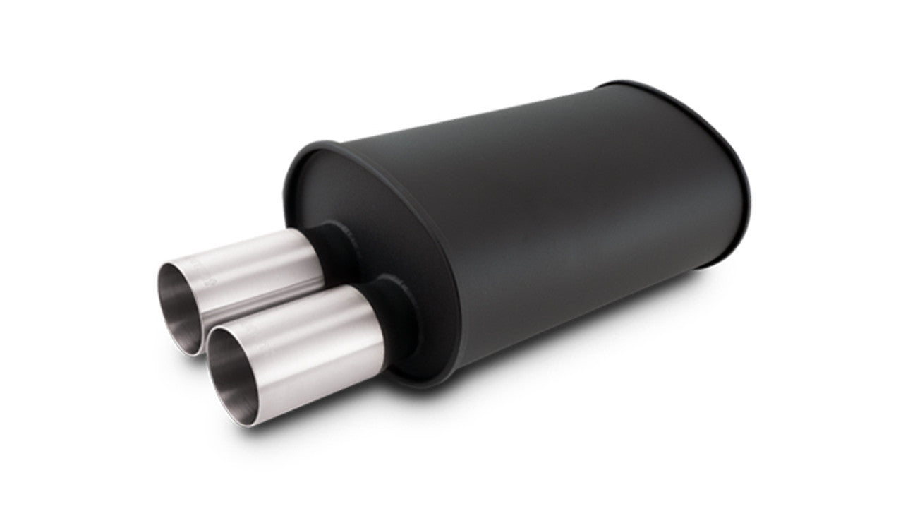 Vibrant Performance Muffler - Streetpower - 3 in Center Inlet - Dual 3 in Outlets - Stainless Brushed Tips - 15 x 9.5