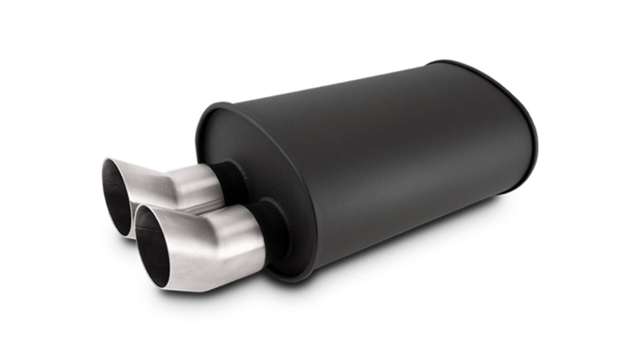 Vibrant Performance Muffler - Streetpower - 3 in Center Inlet - Dual 3 in Outlets - Stainless Brushed Tips - 15 x 9.5