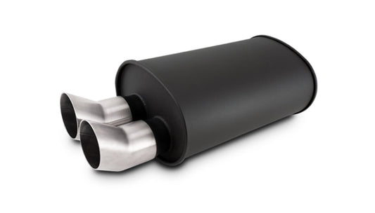 Vibrant Performance Muffler - Streetpower - 3 in Center Inlet - Dual 3 in Outlets - Stainless Brushed Tips - 15 x 9.5