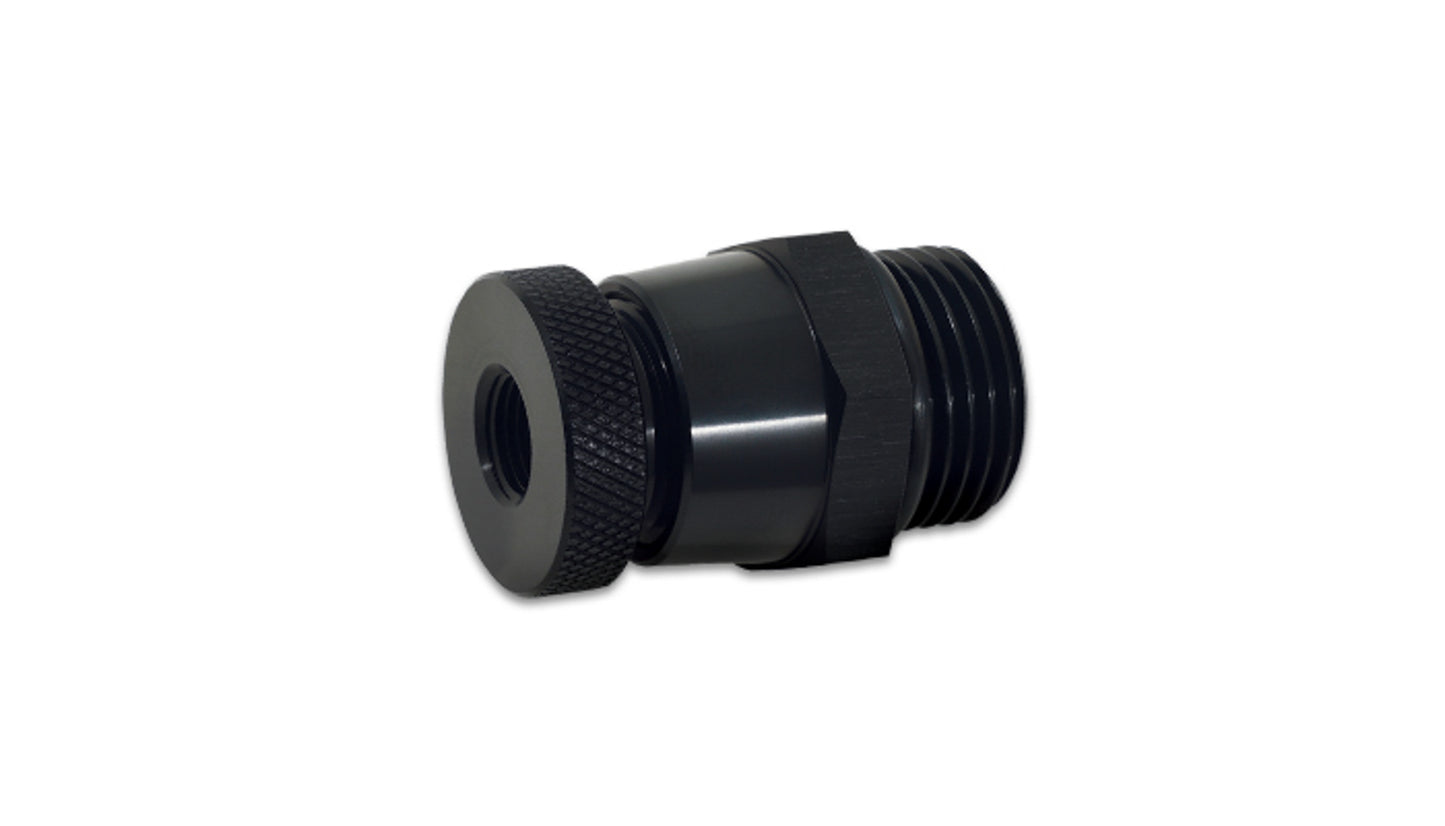 Vibrant Performance Drain Valve - 8 AN Male O-Ring Inlet - 1/8 in NPT Female Outlet - Manual - Aluminum - Black