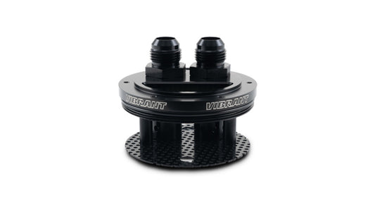 Vibrant Performance Catch Can Lid - 2-Port - 12 AN Ports - Fittings / Filter Barrels Included - Aluminum - Black