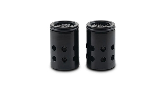Vibrant Performance Catch Can Filter - Barrel Style - 12 AN O-Ring - Mesh - Aluminum - Black Anodized - Pair