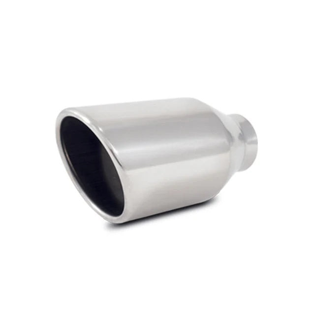 Vibrant Performance Exhaust Tip - Weld-On - 2-1/2 in Inlet - 4 in Round Outlet - 7-3/4 in Long - Double Wall - Rolled