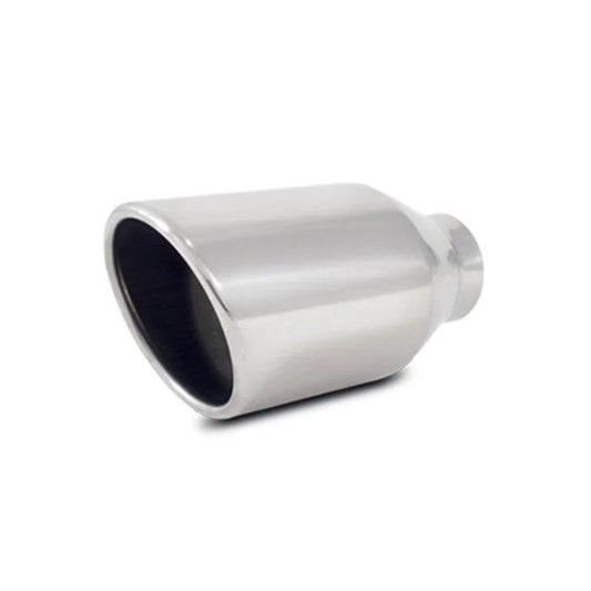 Vibrant Performance Exhaust Tip - Weld-On - 2-1/2 in Inlet - 4 in Round Outlet - 7-3/4 in Long - Double Wall - Rolled