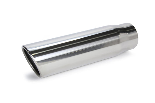 Vibrant Performance Exhaust Tip - Weld-On - 2.5 in Inlet - 3 in Round Outlet - 11 in Long - Single Wall - Rolled Edge