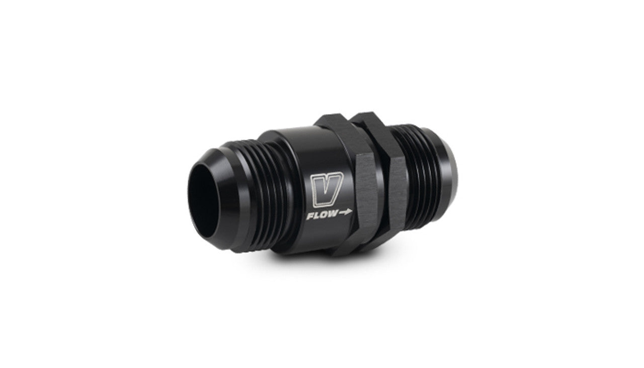 Vibrant Performance Check Valve - Piston - 16 AN Male Inlet - 16 AN Male Outlet - External - Aluminum - Black Anodized