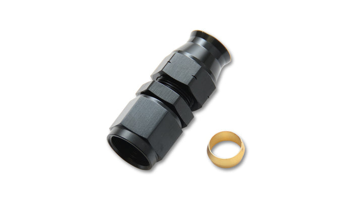 Vibrant Performance Fitting - Tube End - Straight - 6 AN Female to 5/16 in Tubing - Brass Ferrule - Aluminum - Black