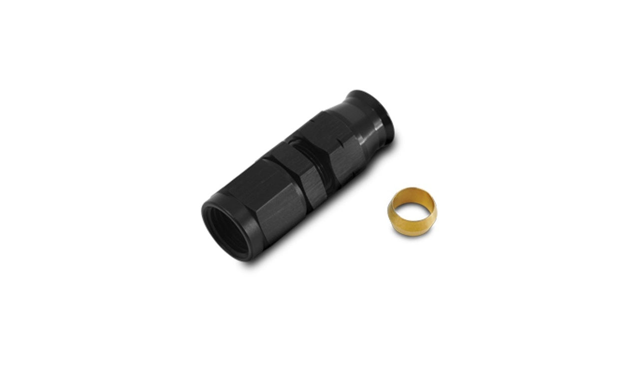 Vibrant Performance Fitting - Tube End - Straight - 8 AN Female to 3/8 in Tubing - Brass Ferrule - Aluminum - Black