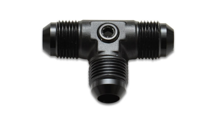 Vibrant Performance Fitting - Gauge Adapter - Tee - 6 AN Male x 6 AN Male x 6 AN Male - 1/8 in NPT Female Gauge Port -