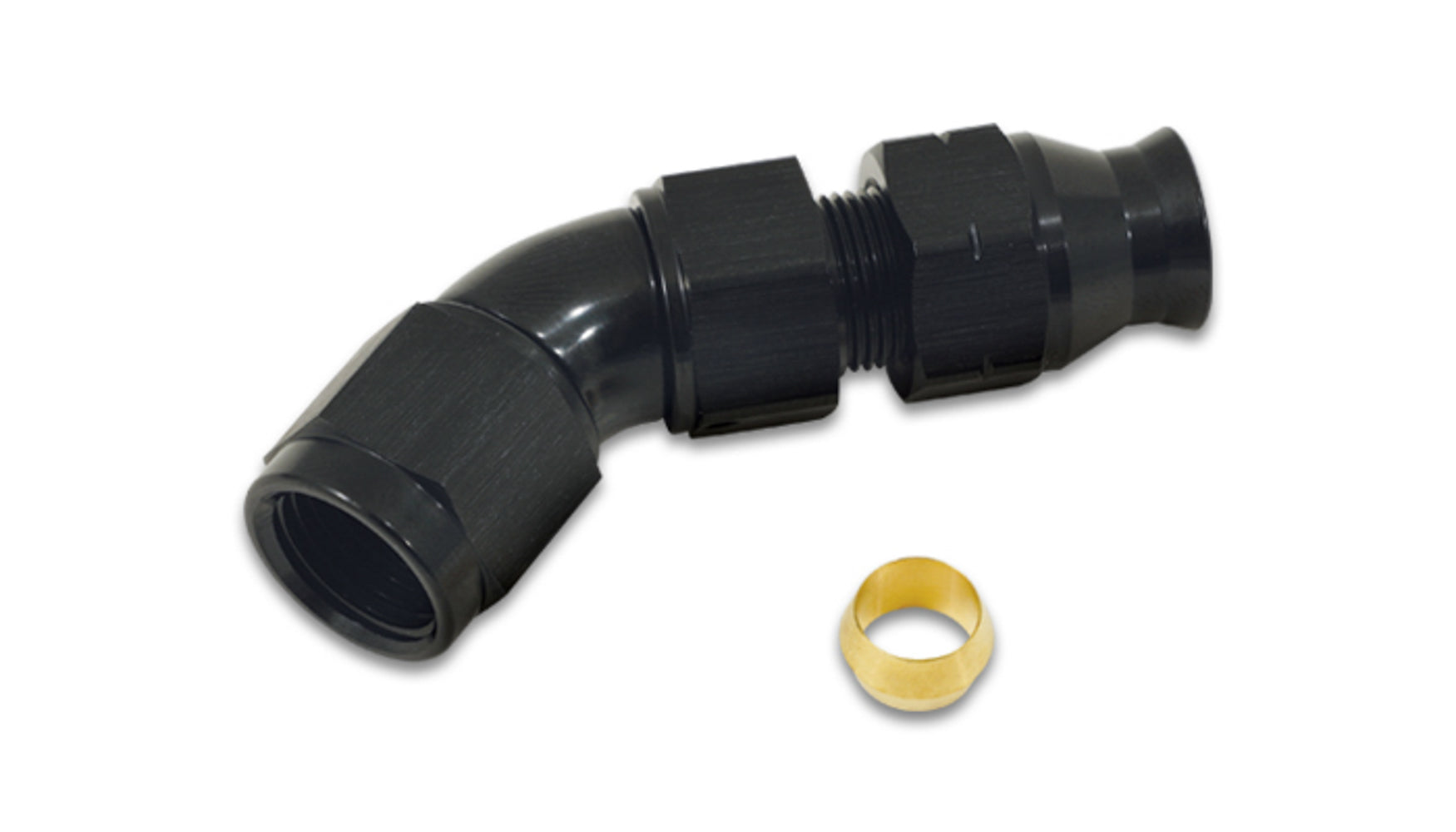 Vibrant Performance Fitting - Tube End - 45 Degree - 6 AN Female to 3/8 in Tubing - Compression Ferrule Included -